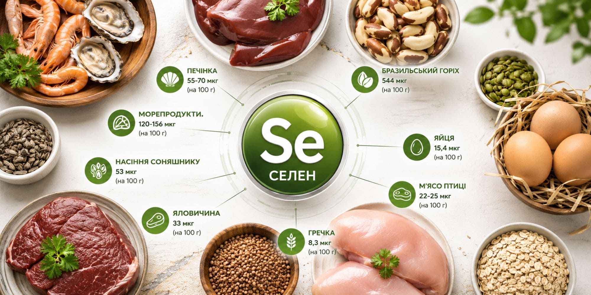 Селен в продуктах питания