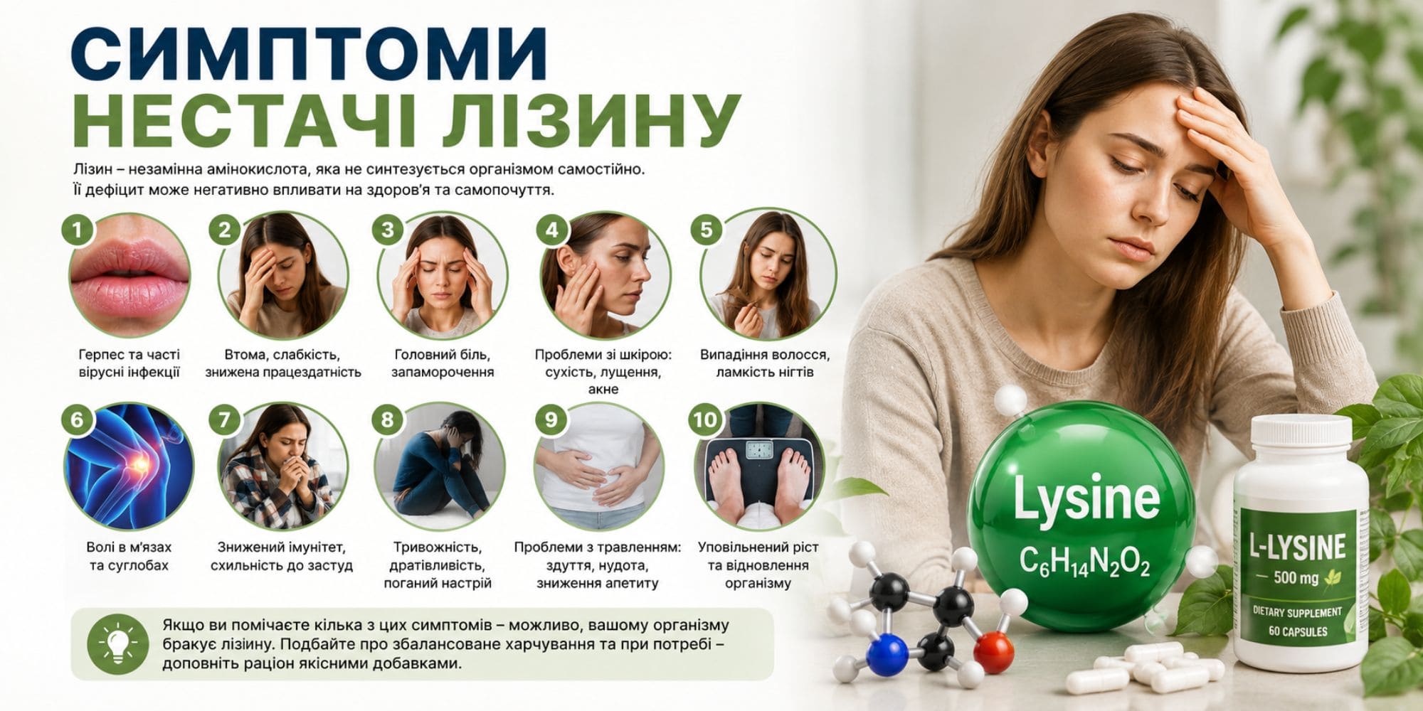 Симптоми нестачі лізину