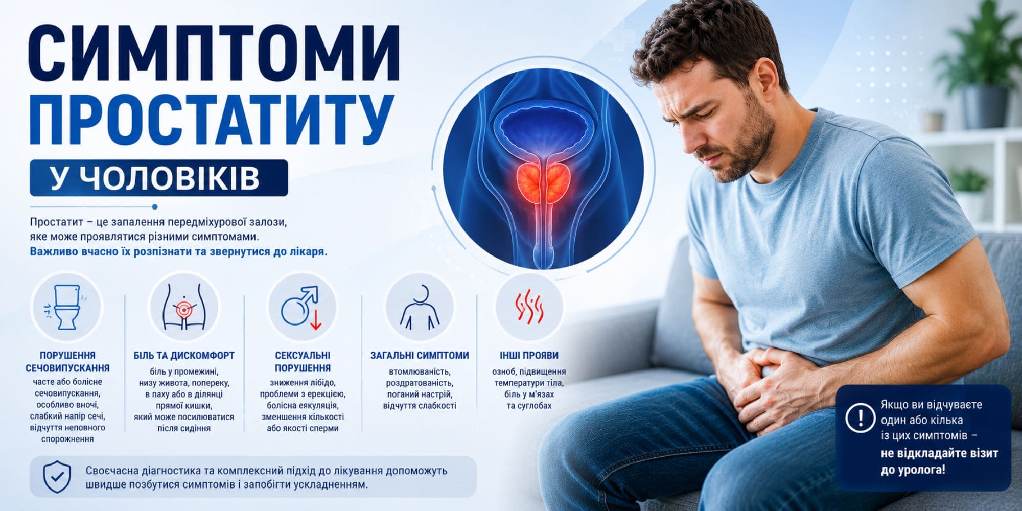 Симптоми простатиту у чоловіків