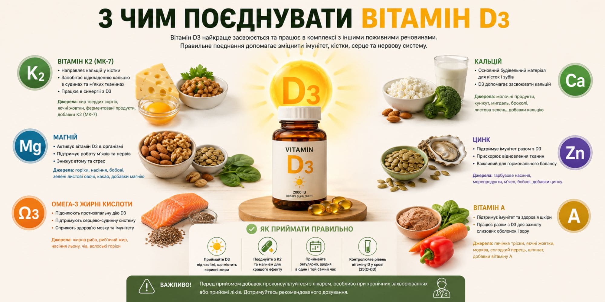 С чем сочетать витамин Д3